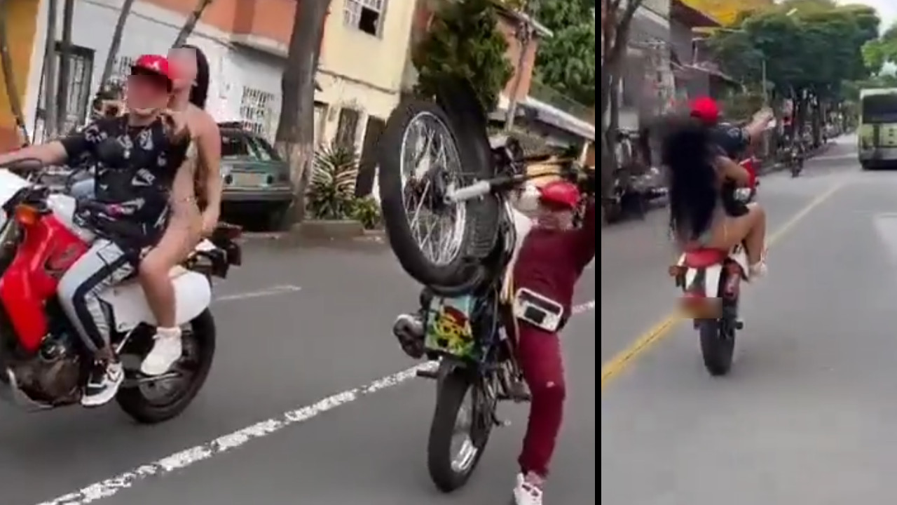 [VIDEO] Pelando nalga y "picando" moto se grabaron unos jóvenes en Manrique