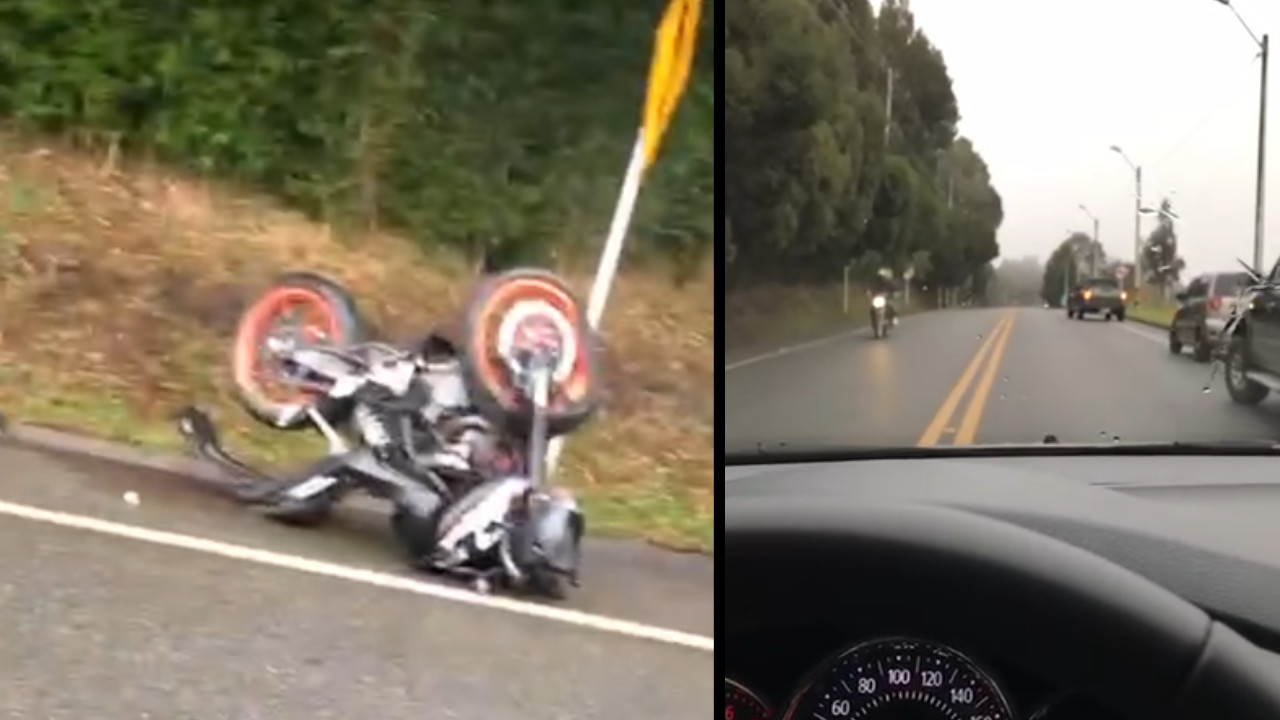 [VIDEO] Reportan que más de 10 motociclistas se han caído en la vía hacia al aeropuerto de Rionegro