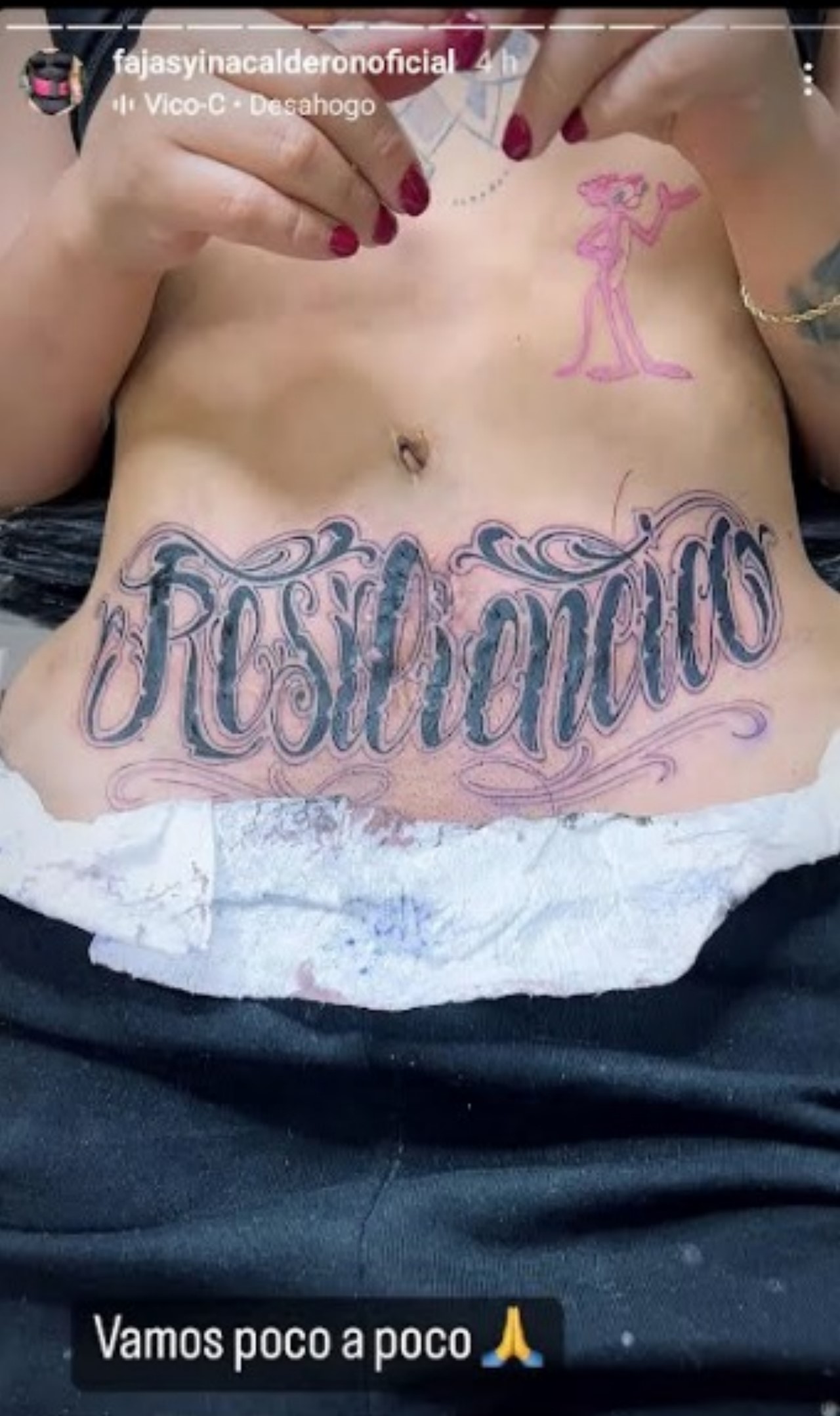 Yina Calderon mostro su nuevo tatuaje en su cuerpo