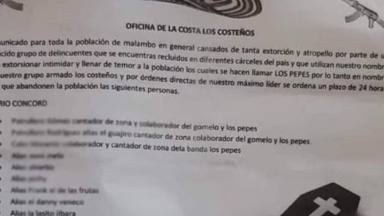 Tensión en Malambo: 21 personas fueron amenazadas de muerte