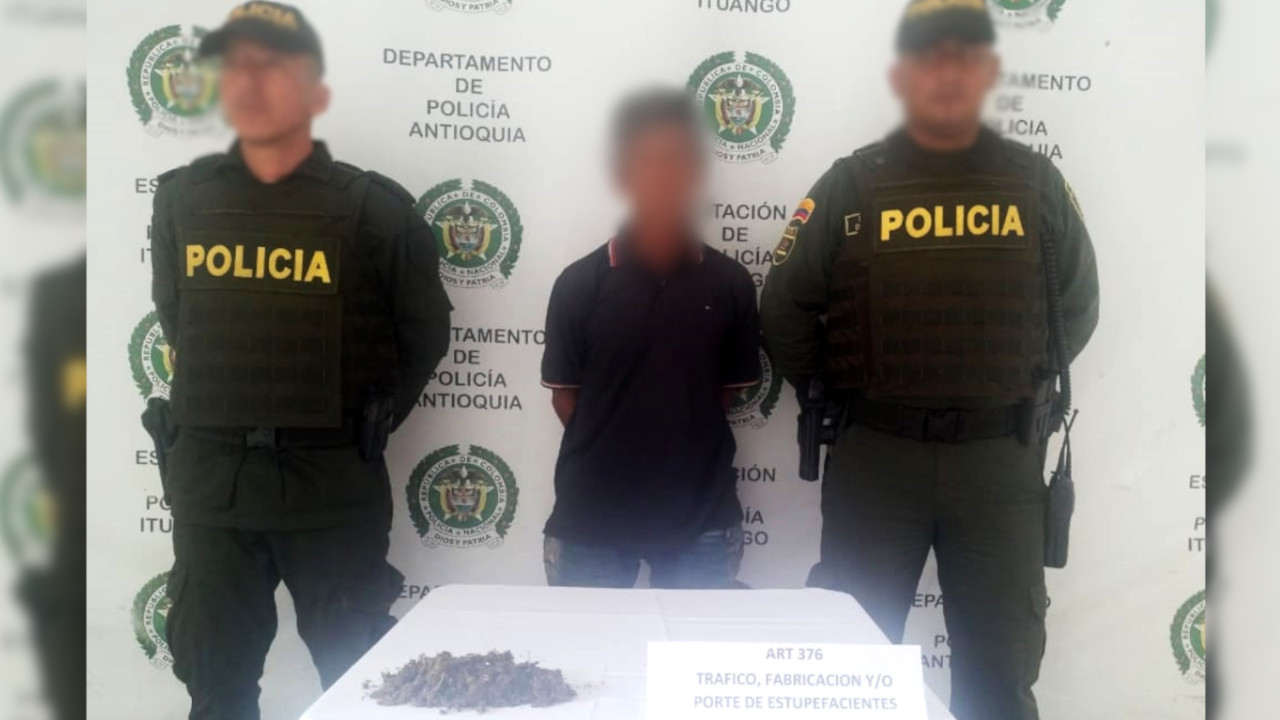 Adulto mayor fue capturado al transportar marihuana en Ituango, Antioquia