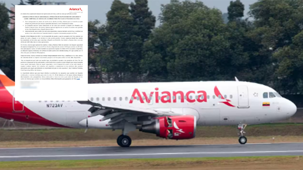 Avianca suspende la venta de tiquetes para lanzar salvavidas a los pasajeros varados de Viva