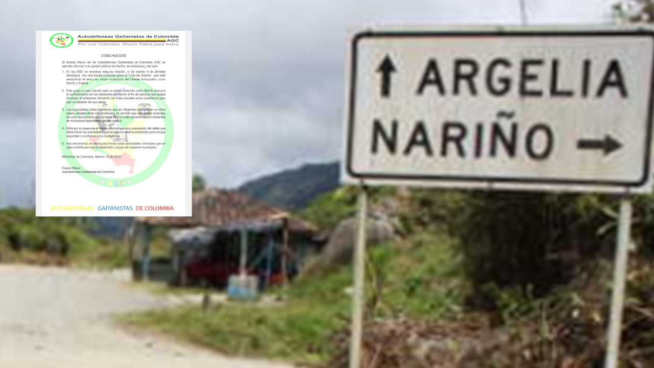 Gaitanistas aseguraron que no tienen relación con las amenazas a la comunidad de Argelia y Nariño, Antioquia
