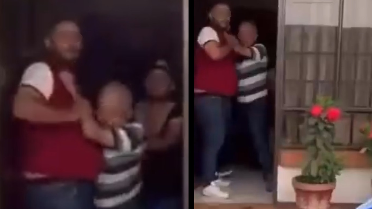 [VIDEO] ¡Abusivos! Le estaban pegando al papá, al parecer, porque no les entregaba la herencia en vida