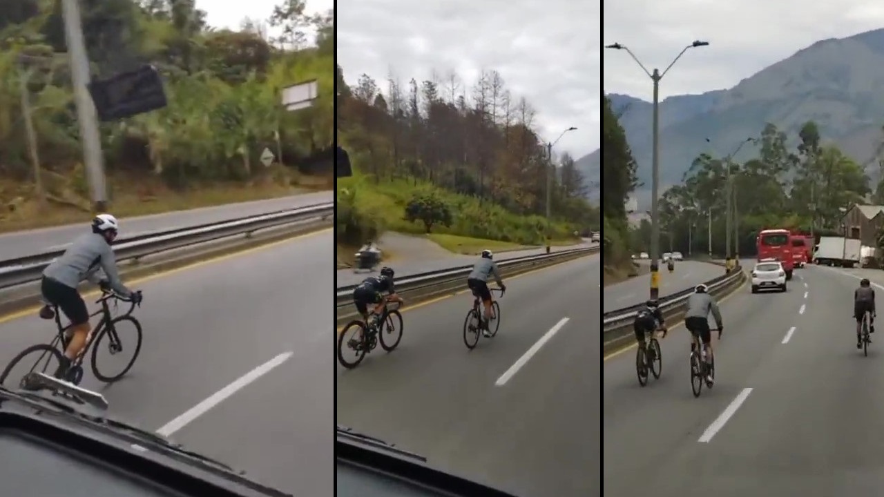 [VIDEO] ¿Imprudencia o no?, conductor crítica a ciclistas que lo adelantan en la autopista
