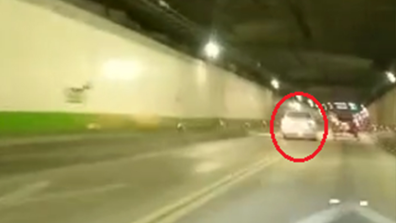 Taxista imprudente fue grabado en el túnel de Oriente