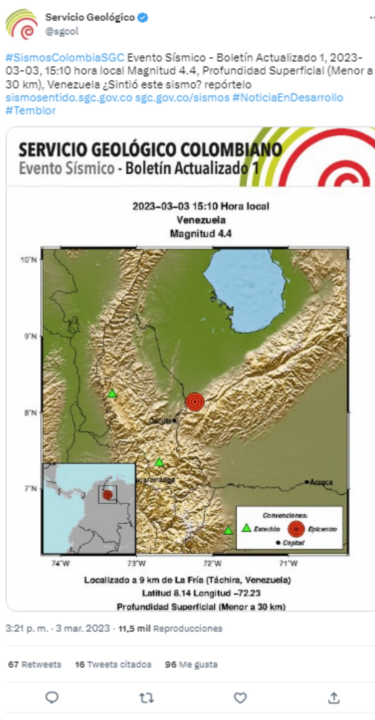 Temblor sacudió a Colombia y Venezuela 2 Temblor sacudio a Colombia y Venezuela