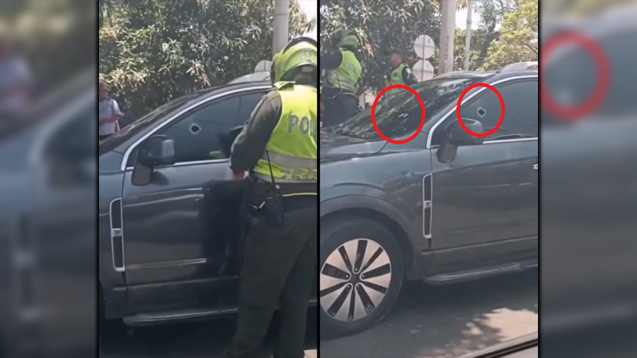 Atentado contra un vehículo en Barranquilla de cuatro tiros uno de dio al conductor