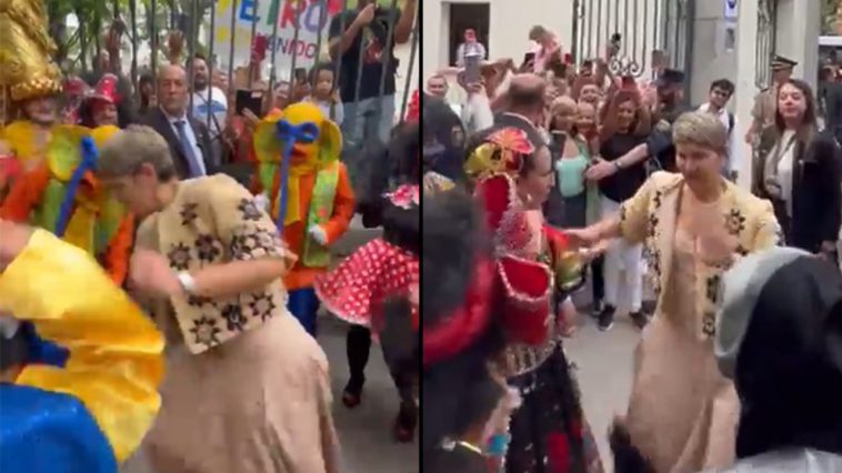 VIDEO Y la queso Veronica Alcocer le puso sabor colombiano y que bailada se pego al llegar a Espana