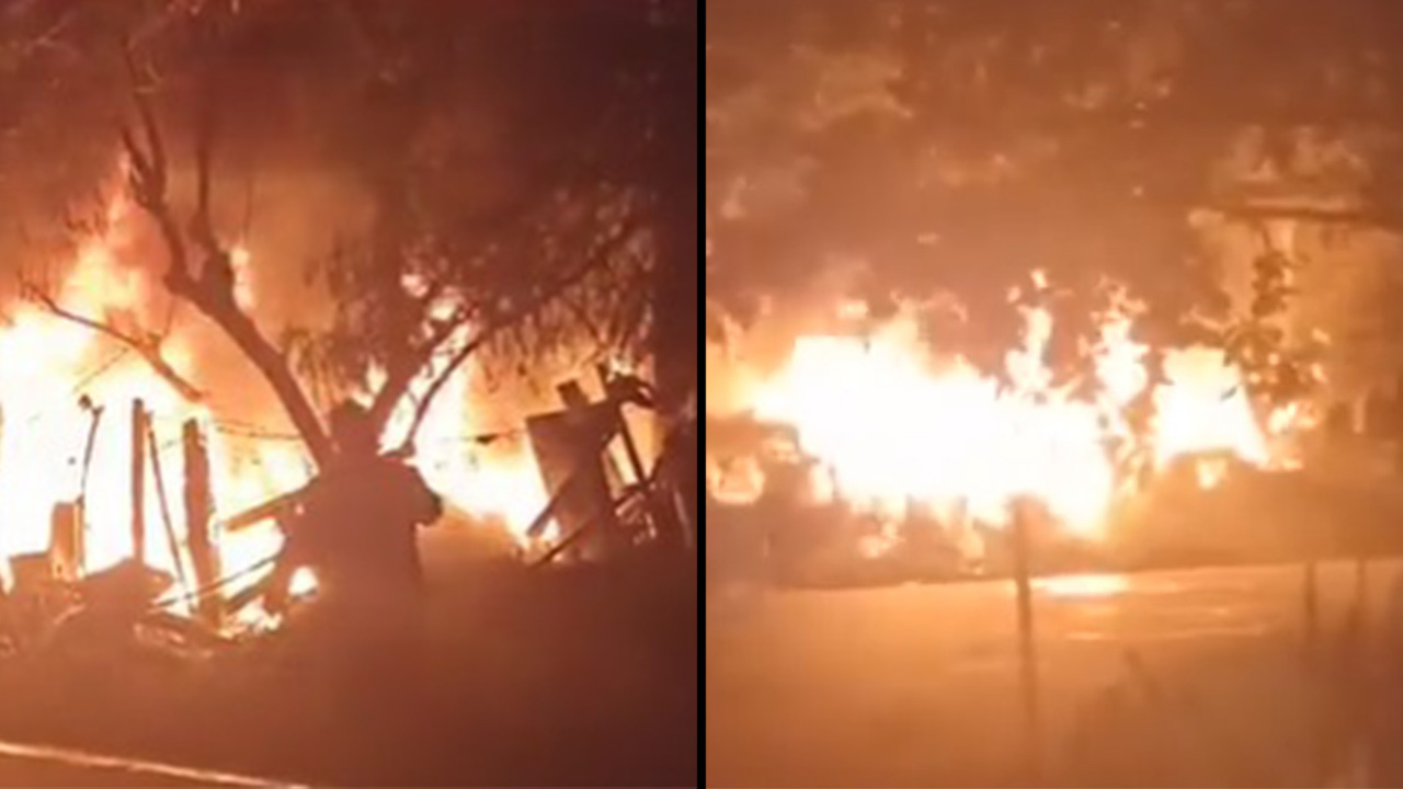 ¡Qué pesar! En Barbosa a un adulto mayor se le quemó toda su casita y además tuvo que ser rescatado