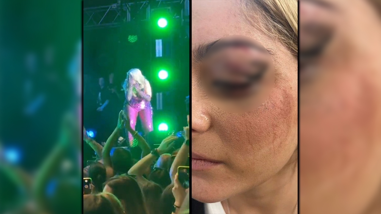 VIDEO. ¡Casi le tumba la cabeza! un fanático le tiró el celular a una artista y la dejó en el piso