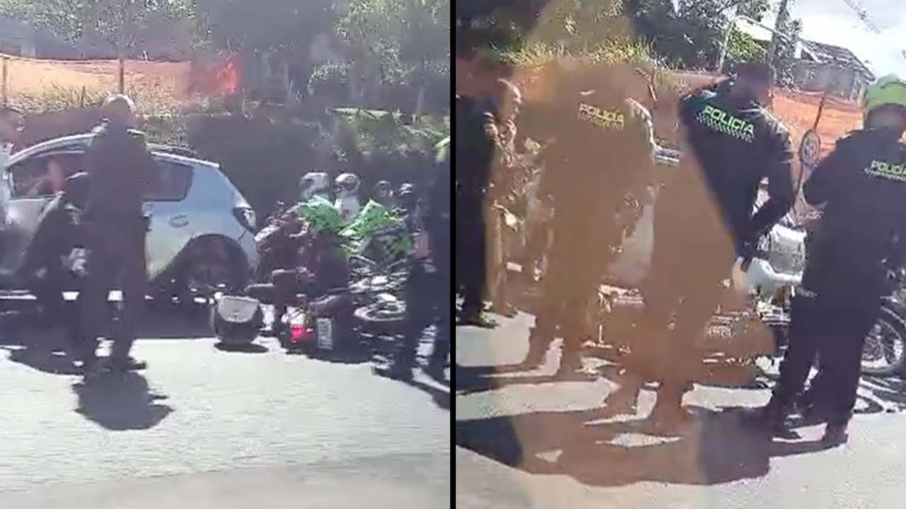 VIDEO. Moto de la Policía se dio con carro particular cerca al Parque Juanes