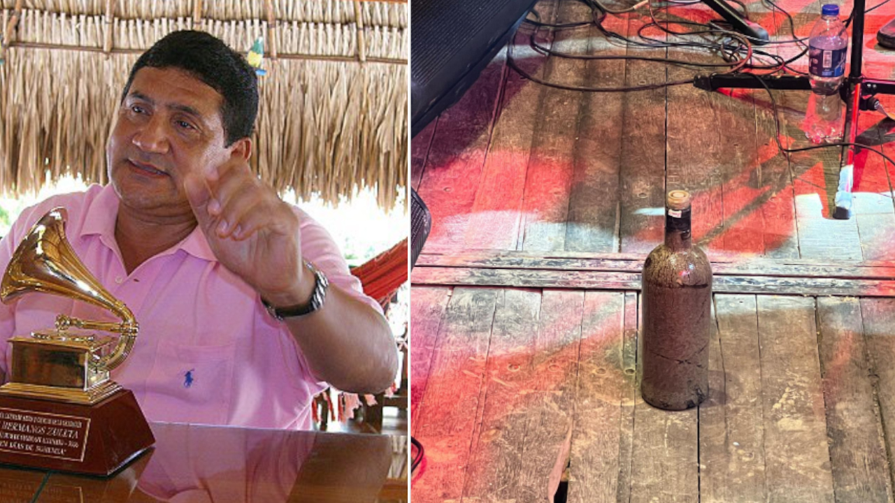 ¡Qué susto! a ‘Poncho’ Zuleta le tiraron una botella y le cayó a su guitarrista