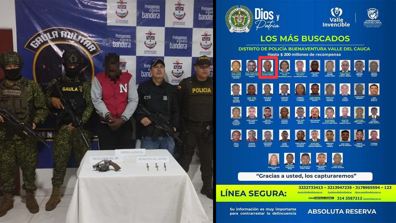 Cayó alias ‘Cachetes’, del cartel de los más buscados en Buenaventura