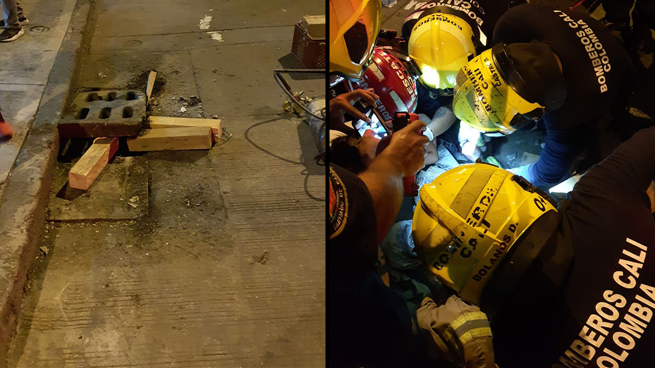 En tan sólo 15 minutos nuestros Bomberos Voluntarios de Cali, rescataron a una niña que tenía una piernita atrapada en una alcantarilla