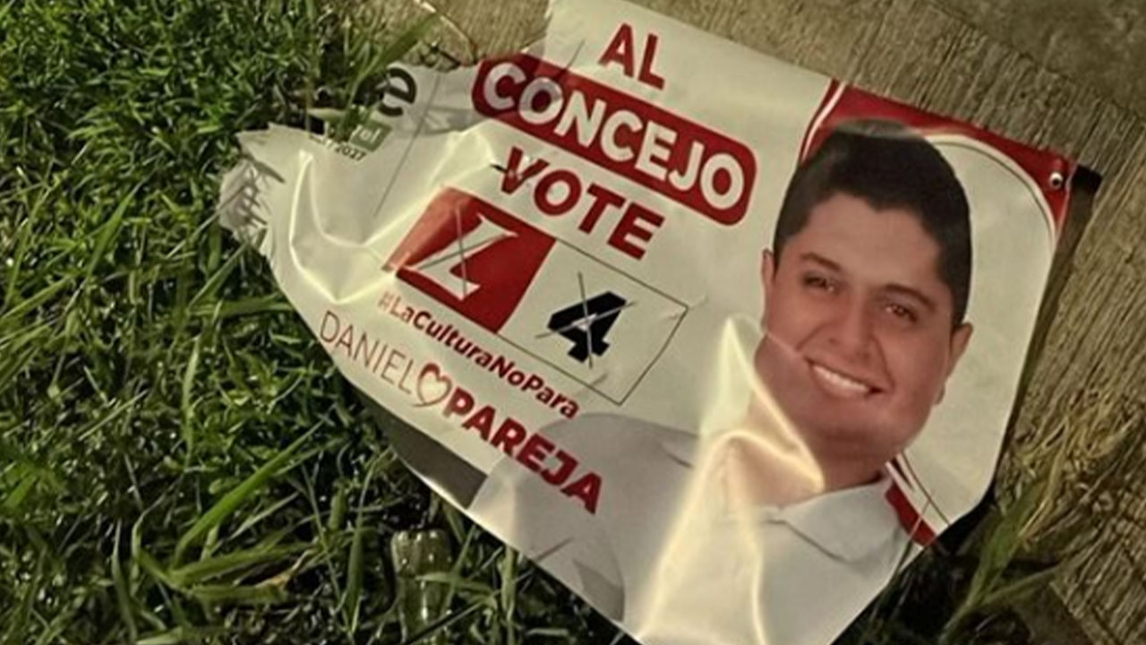 Enemigos de la cultura dañaron publicidad de Daniel Pareja, candidato al Concejo de Sabaneta