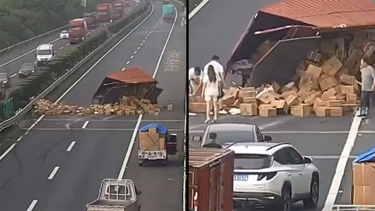 Vehículo se volcó en vía de China y es auxiliado por ciudadanos