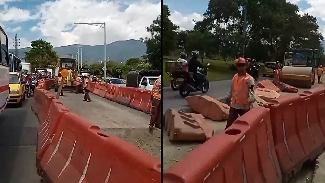 VIDEO Y FOTOS.‘Se puso bravo’: Conductor tumbó las vallas en el sur por el arreglo ‘eterno’ de la Regional