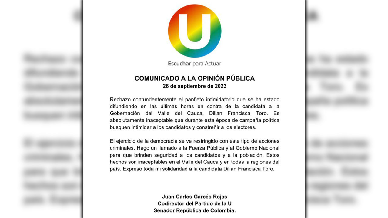 Candidata a la gobernación Del Valle fue amenazada por las Farc-EP