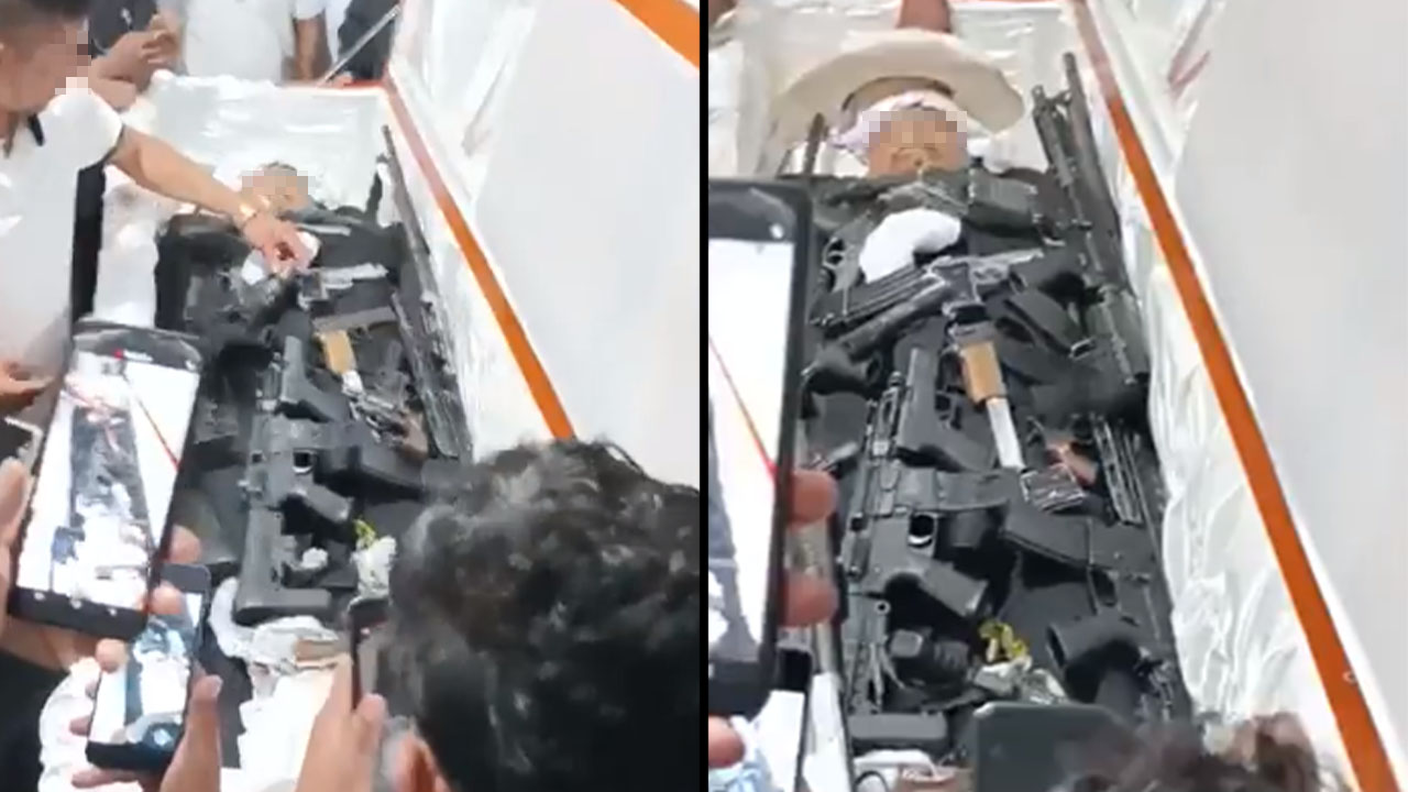 Criminal fue velado con armas de fuego en su ataúd