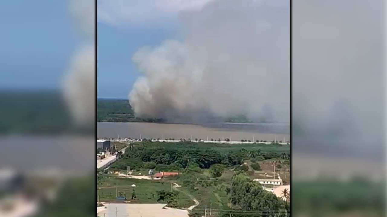 Incendio cerca del parque Isla Salamanca, en Magdalena