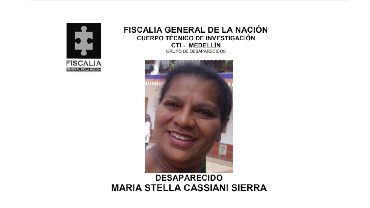 María Stella Cassiani Sierra está desaparecida