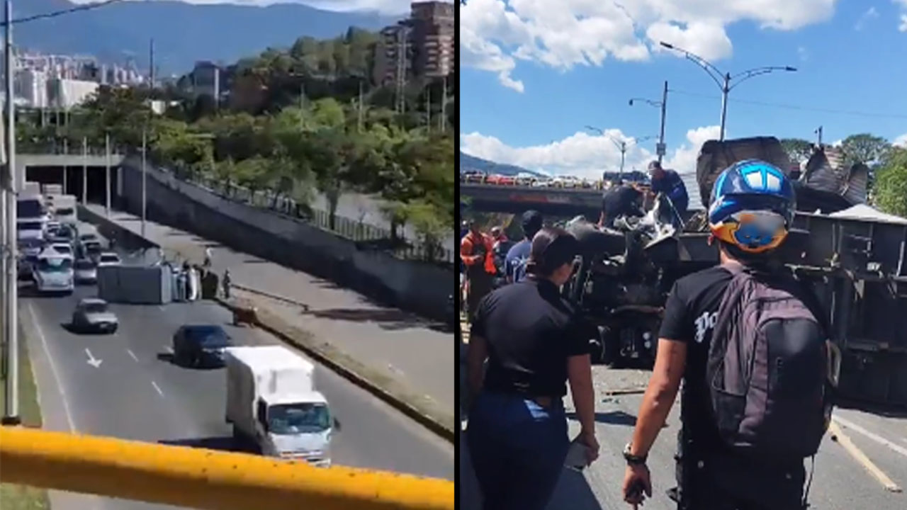 ¡Tremendo trancón en la Regional! Camión se volcó luego del soterrado de Parques del Río