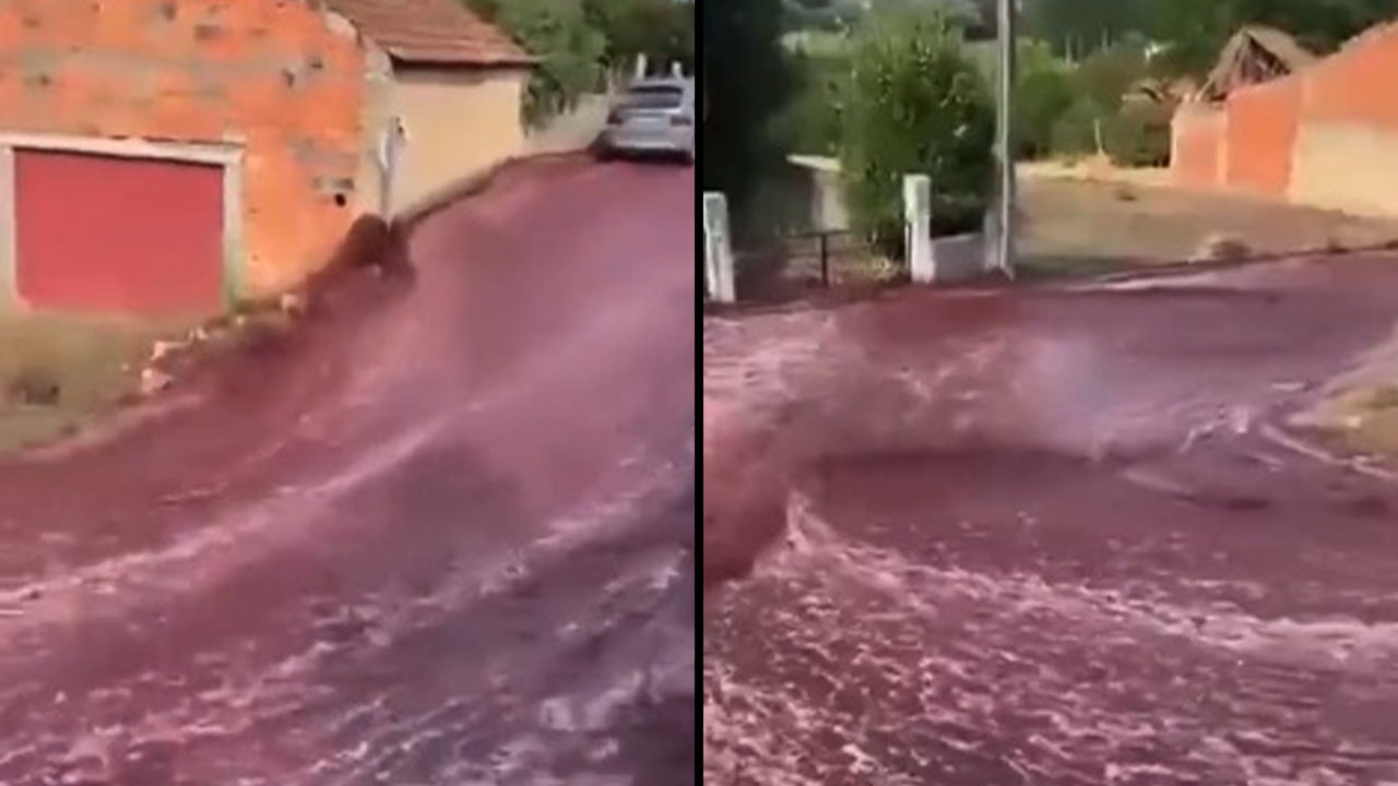 Un río de vino tinto invade las calles de Anadia tras una explosión