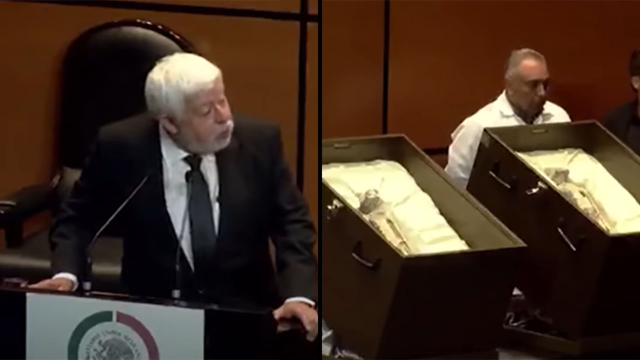 En el congreso de México mostraron dos cuerpos de 'seres no humanos' disecados