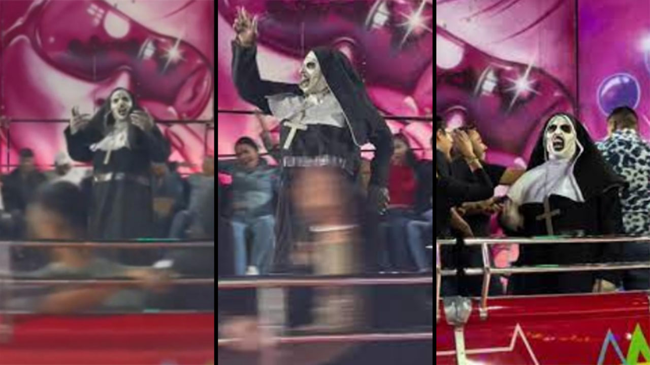 La Monja de este parque de diversiones se volvió tendencia en redes, por su increíble equilibrio y forma de bailar