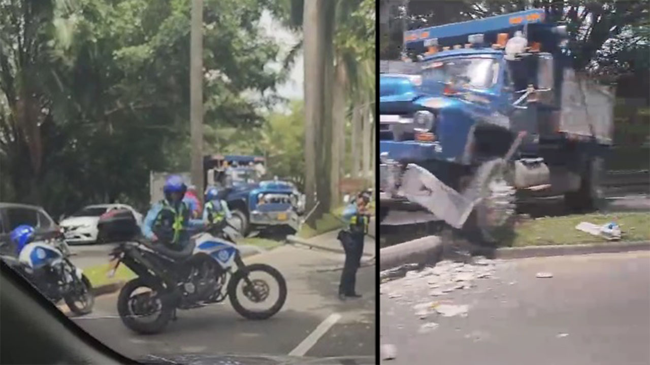 Volqueta tumbó poste de luz en Las Palmas, reportan movilidad reducida