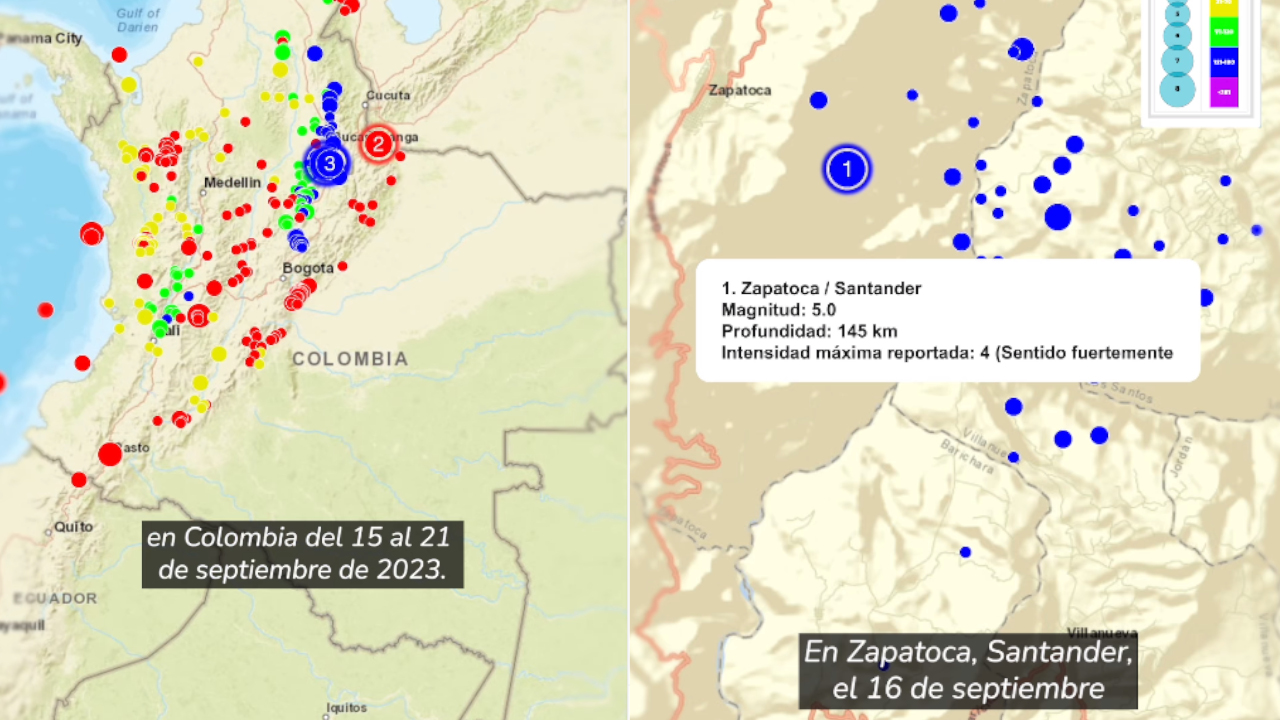 Casi 600 sismos tuvo Colombia en una semana