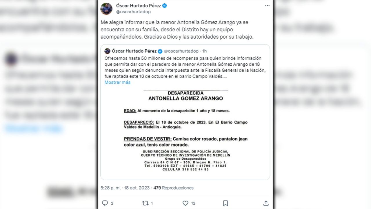 ¡Apareció! Antonella Gómez Arango ya se encuentra con su familia