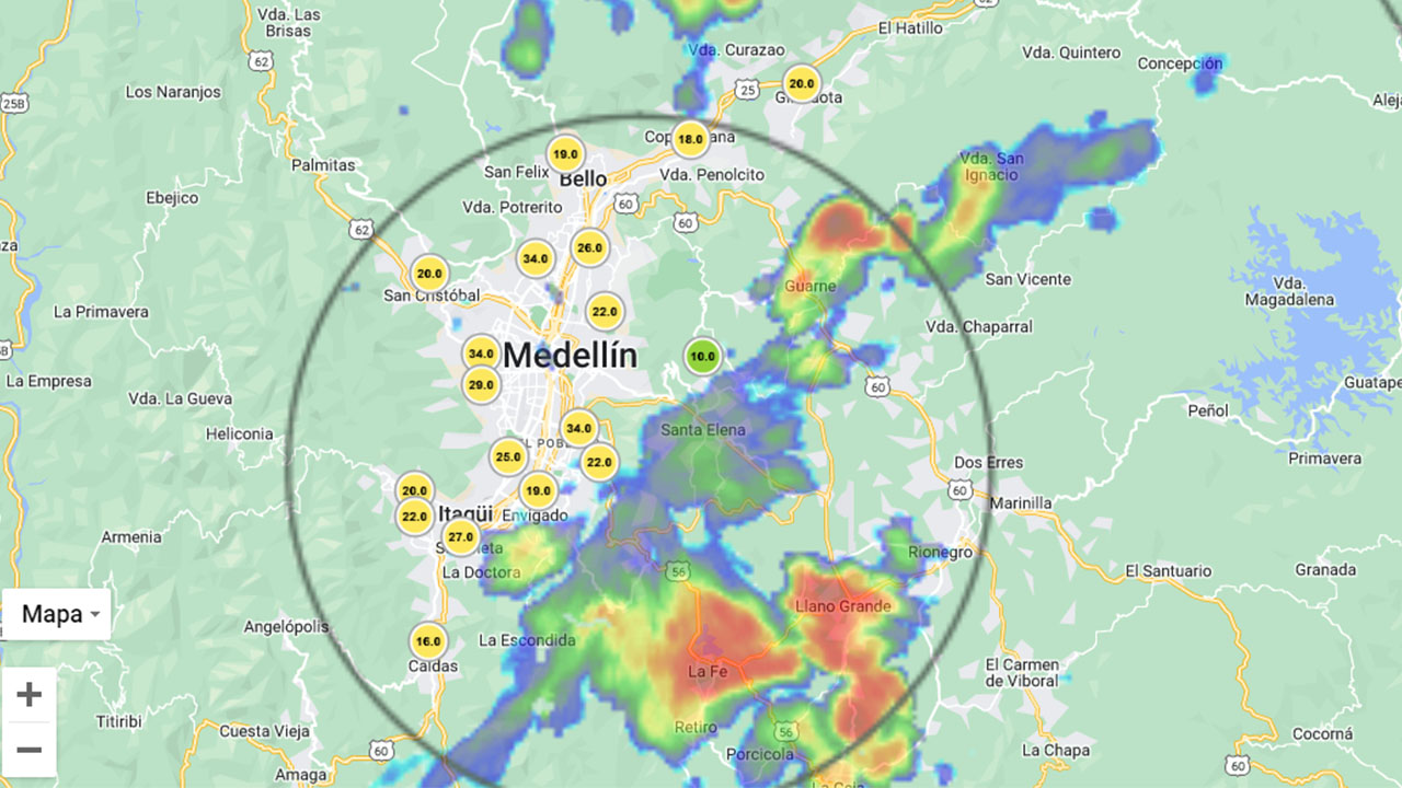 ¡Qué aguacero cae sobre el oriente! Metrocable está fuera de servicio por condiciones climáticas