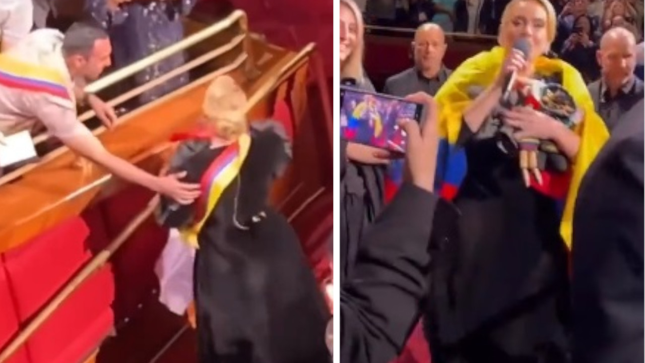 ¡Se envolvió en la tricolor! Adele lució la bandera de Colombia