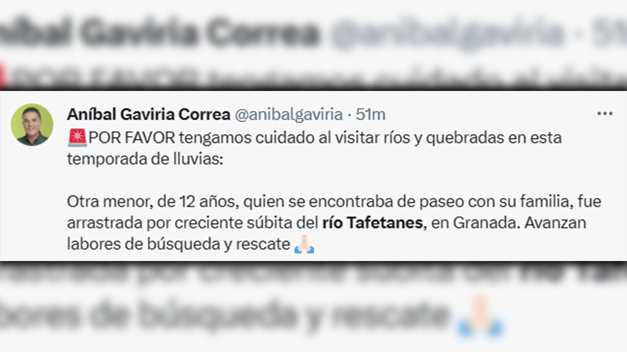 Niña de 12 años fue arrastrada por creciente de río en Antioquia