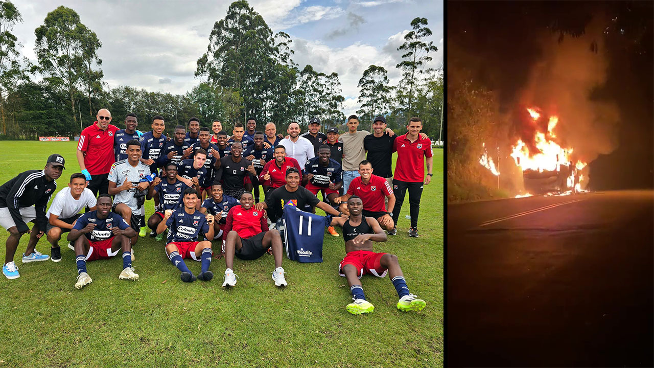 Se quemó el bus que transportaba a los ‘pelaos’ del DIM