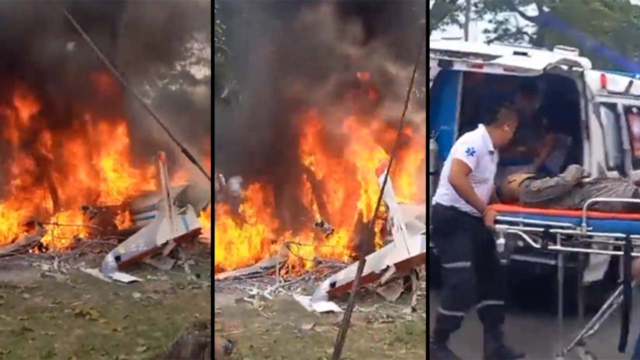 VIDEOS. Grave emergencia en Cali: Avioneta cayó en zona céntrica y arde en fuego