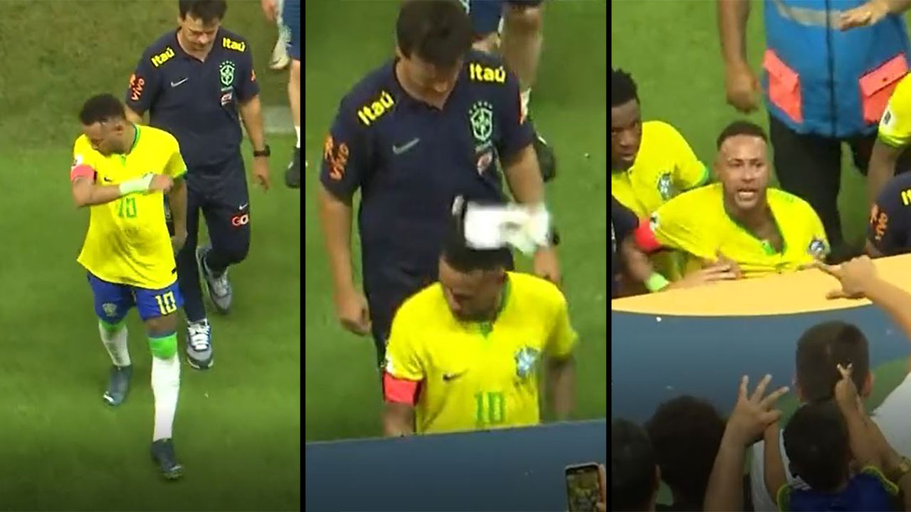 Golpean a Neymar al término del partido contra Venezuela