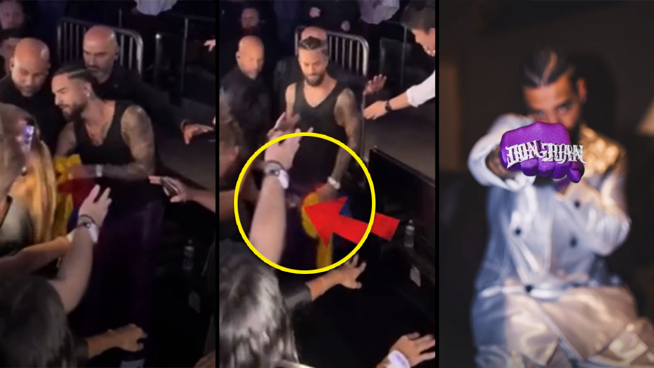 Intentan cogerle el "micrófono a Maluma"