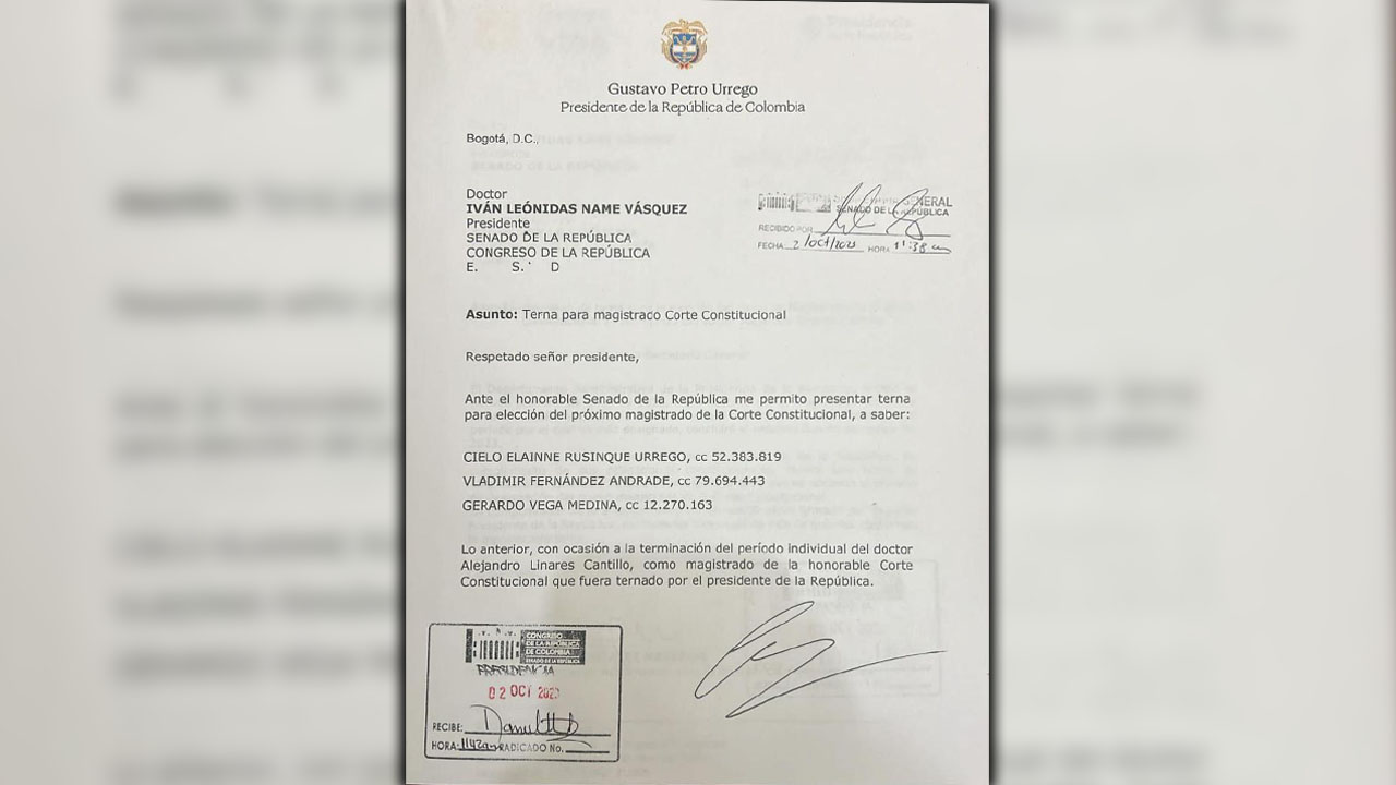 Petro presenta la terna para elegir a magistrado de la Corte Constitucional
