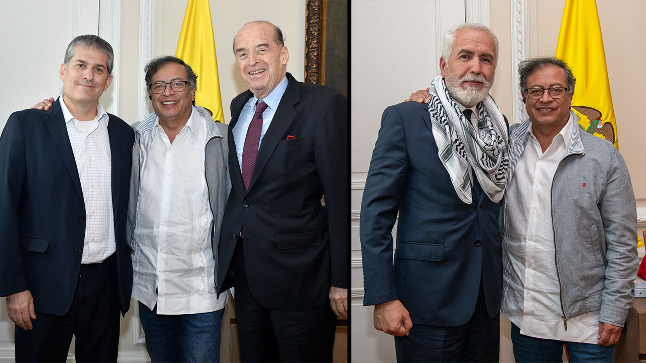 Petro con los embajadores de Israel y Palestina en la Casa de Nariño