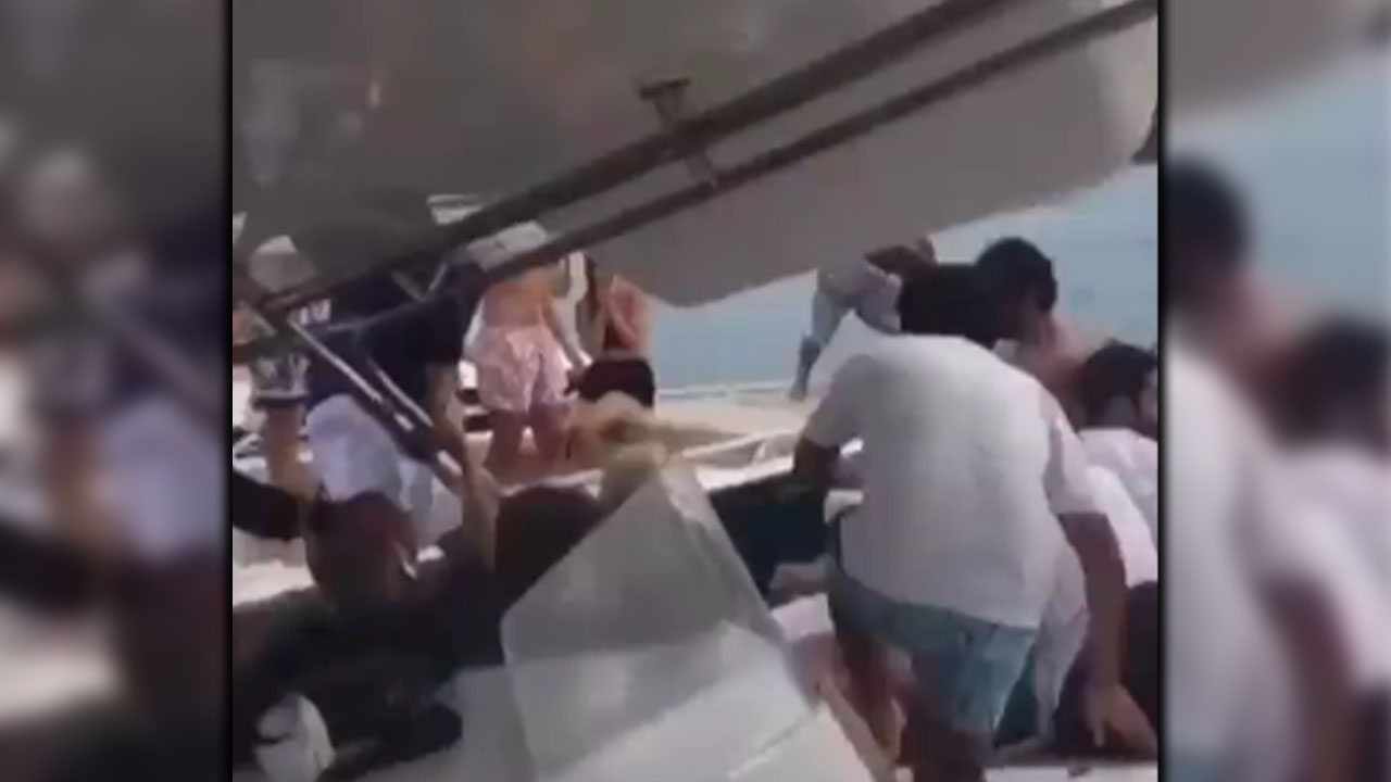 VIDEO. Violenta pelea de turistas en yate en medio del mar en Cholón