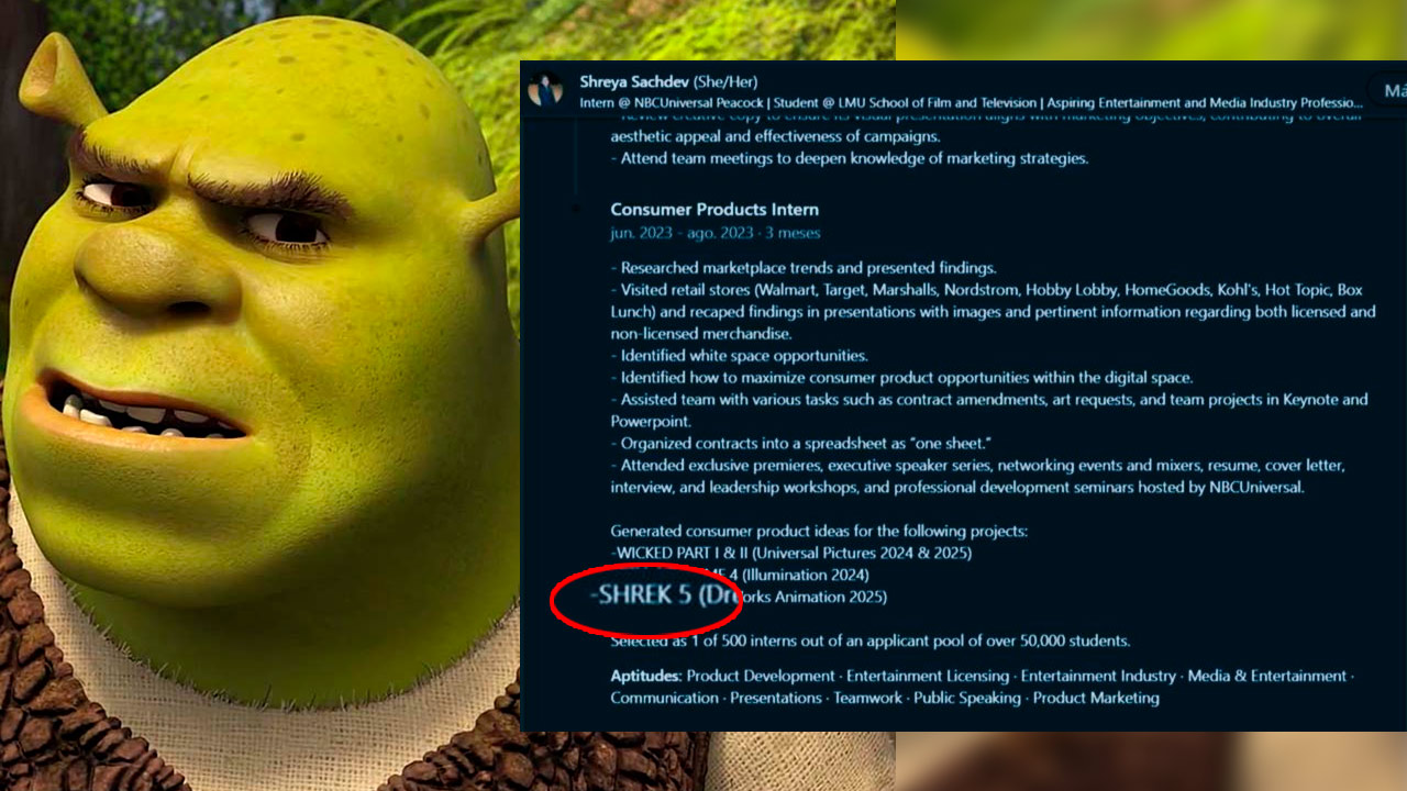 "Burrada" universitaria de Dreamworks revela proyecto Sherk 5 en hoja de vida 2