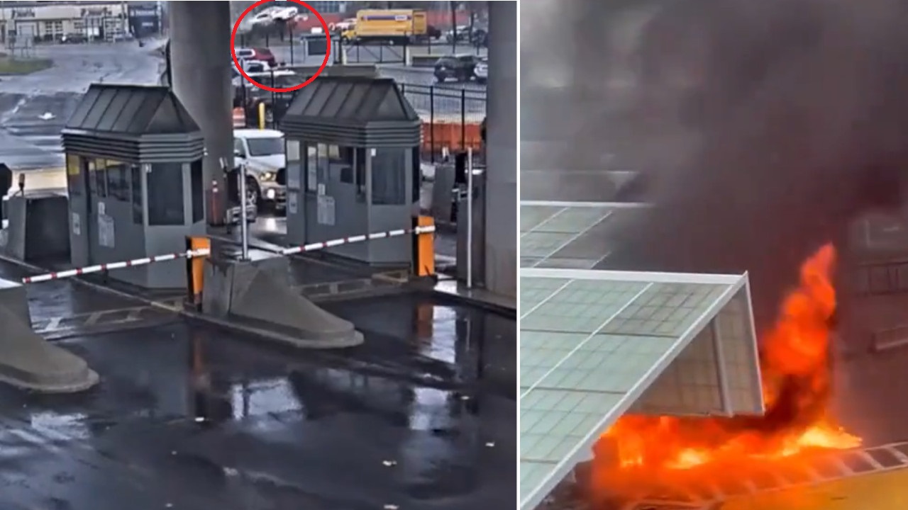 Carro sale volando y causa explosión en el Rainbow Bridge