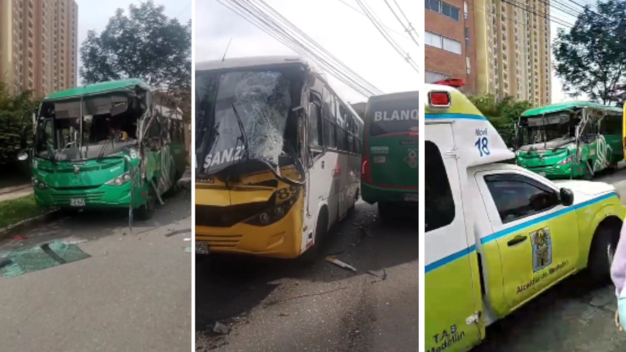 Cinco heridos dejó fuerte choque entre dos buses en el barrio Olaya Herrera, sector Calasanz