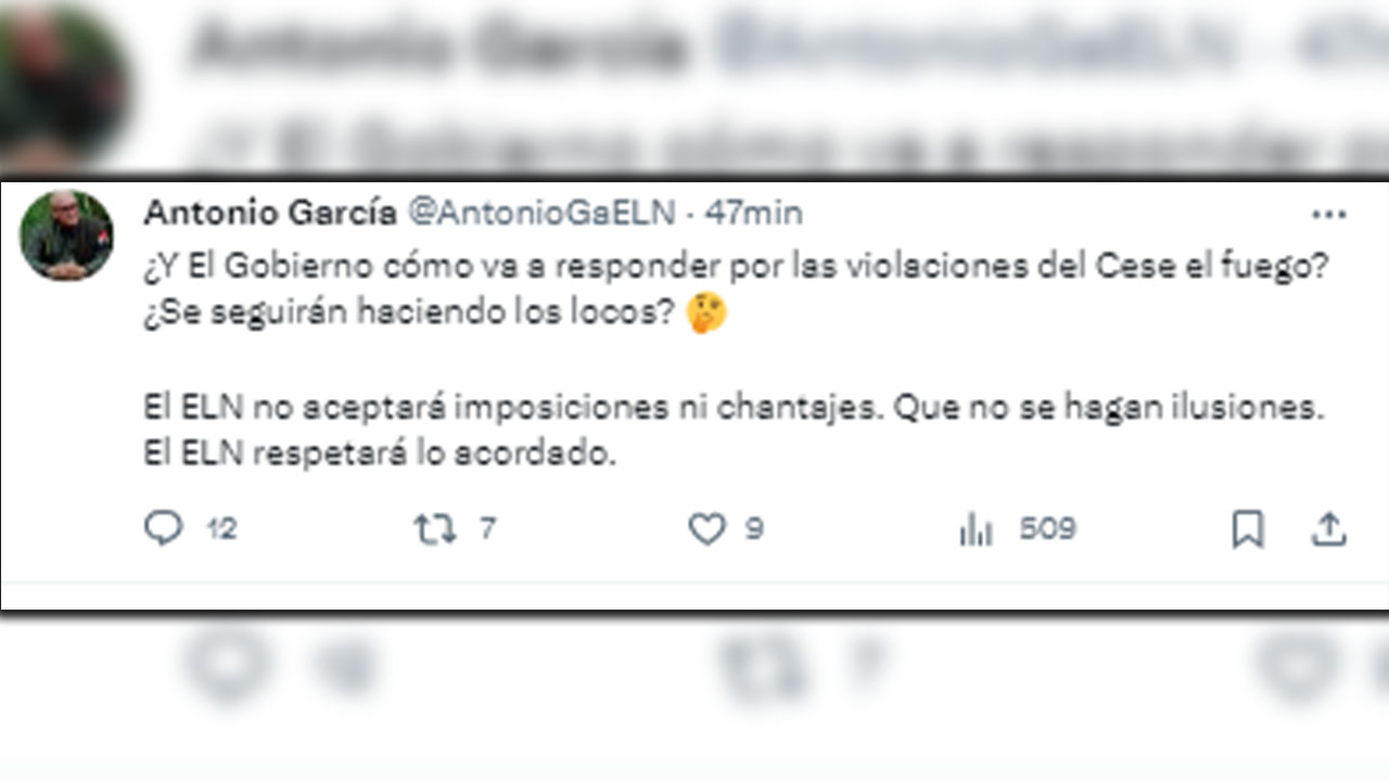 El Eln seguirá secuestrado y advierte que "no aceptará imposiciones ni chantajes"