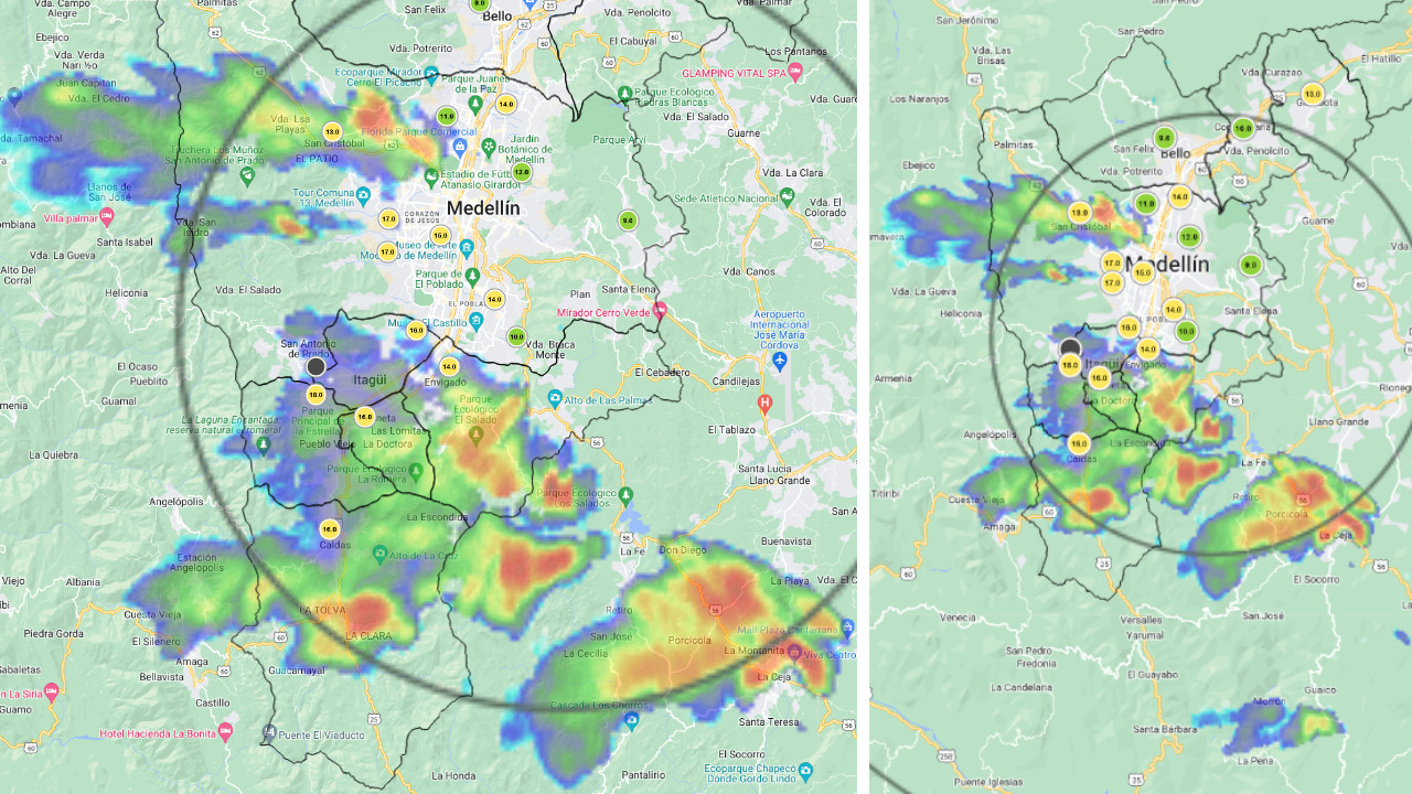En Envigado y Caldas se registran fuerte lluvias