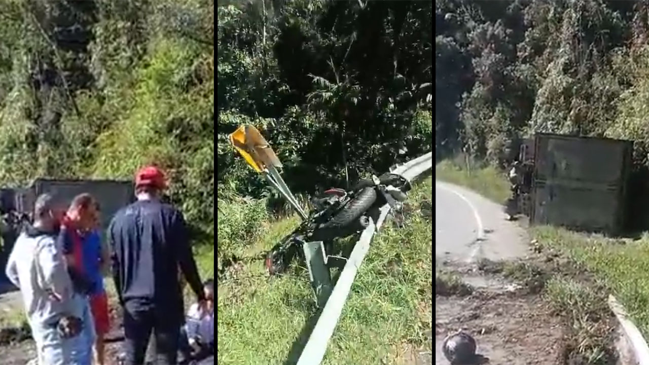 VIDEO. Fatal accidente en Yarumal entre un motociclista y un camión tipo furgón