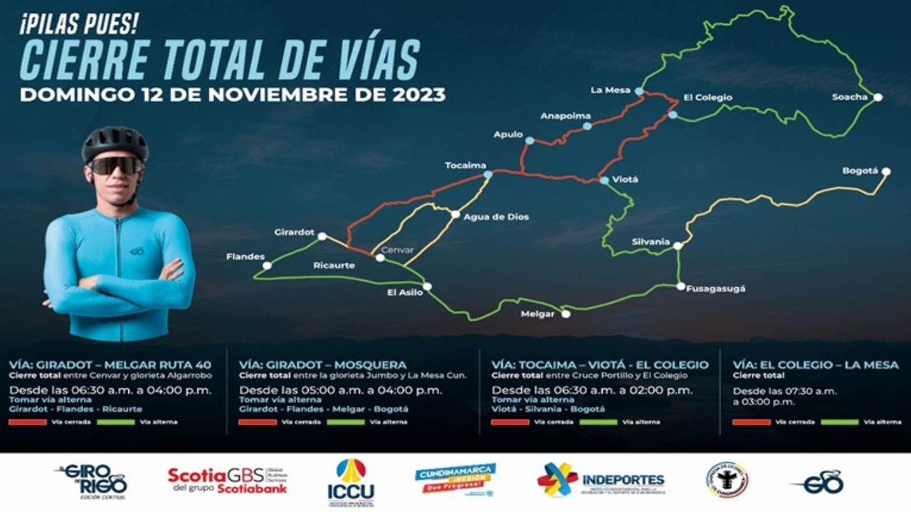 Giro de Rigo tenga en cuenta los cierres viales en Cundinamarca